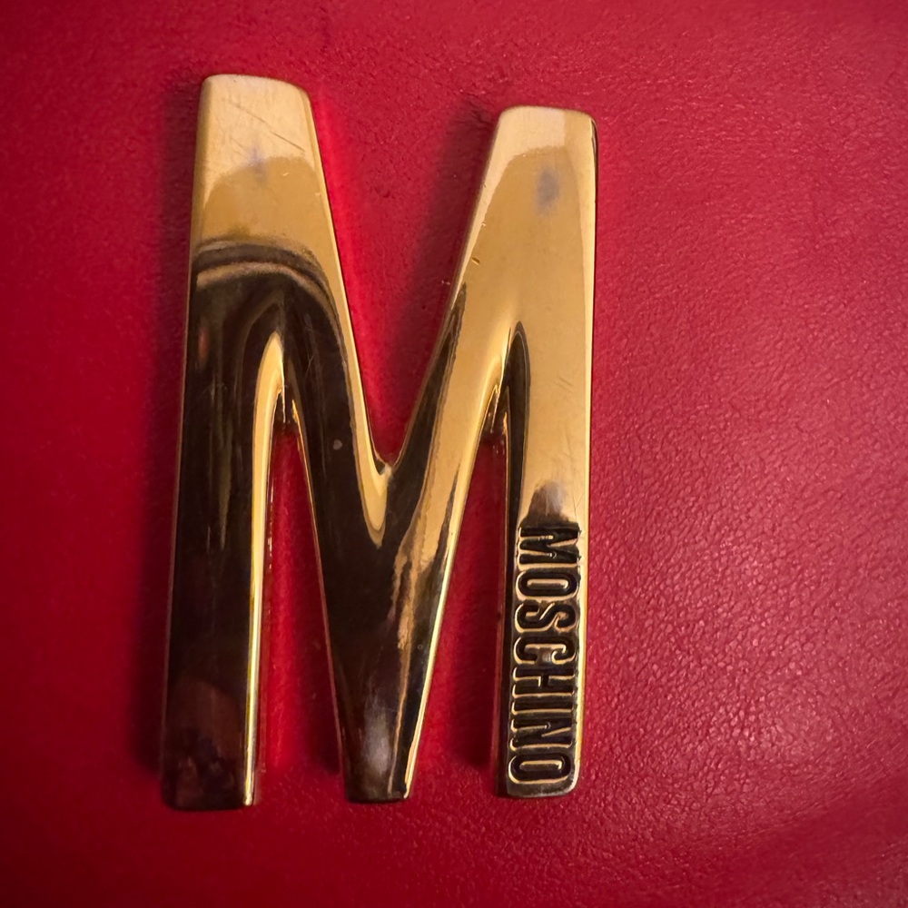 Moschino Logo-Plaque Calf Leather Wrist Bag